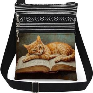 Cat and Book lovers crossbody bag